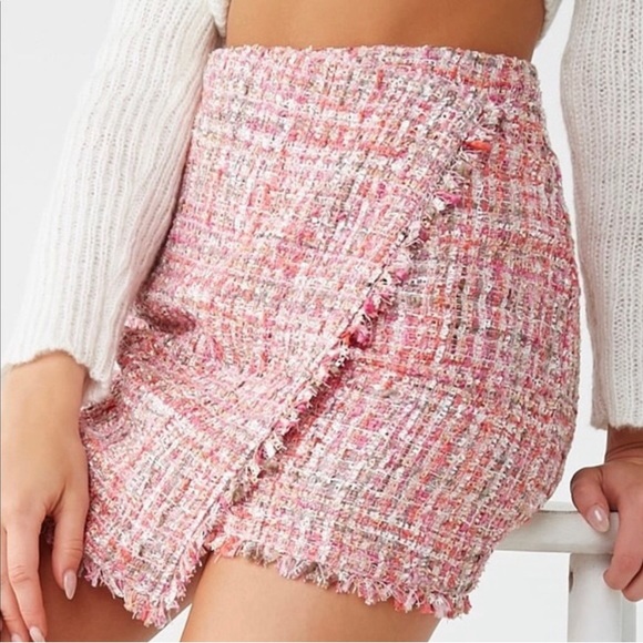 Forever 21 Tweed Pink Mini Skirt Size M - Picture 4 of 4